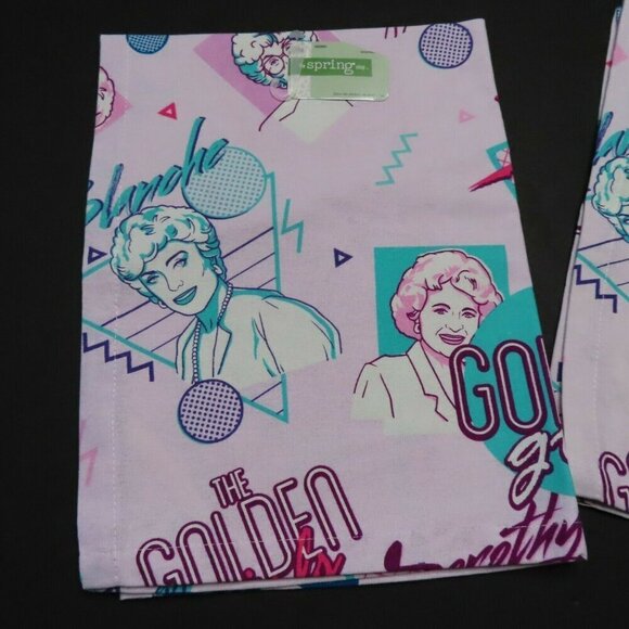 Golden Girls Oven Mitt 2 Tea Towels Kitchen Dining Set Cotton Blue Purple NEW - Picture 3 of 6